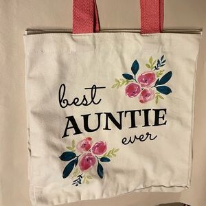 Best Auntie Ever Canvas Tote Bag, NWOT